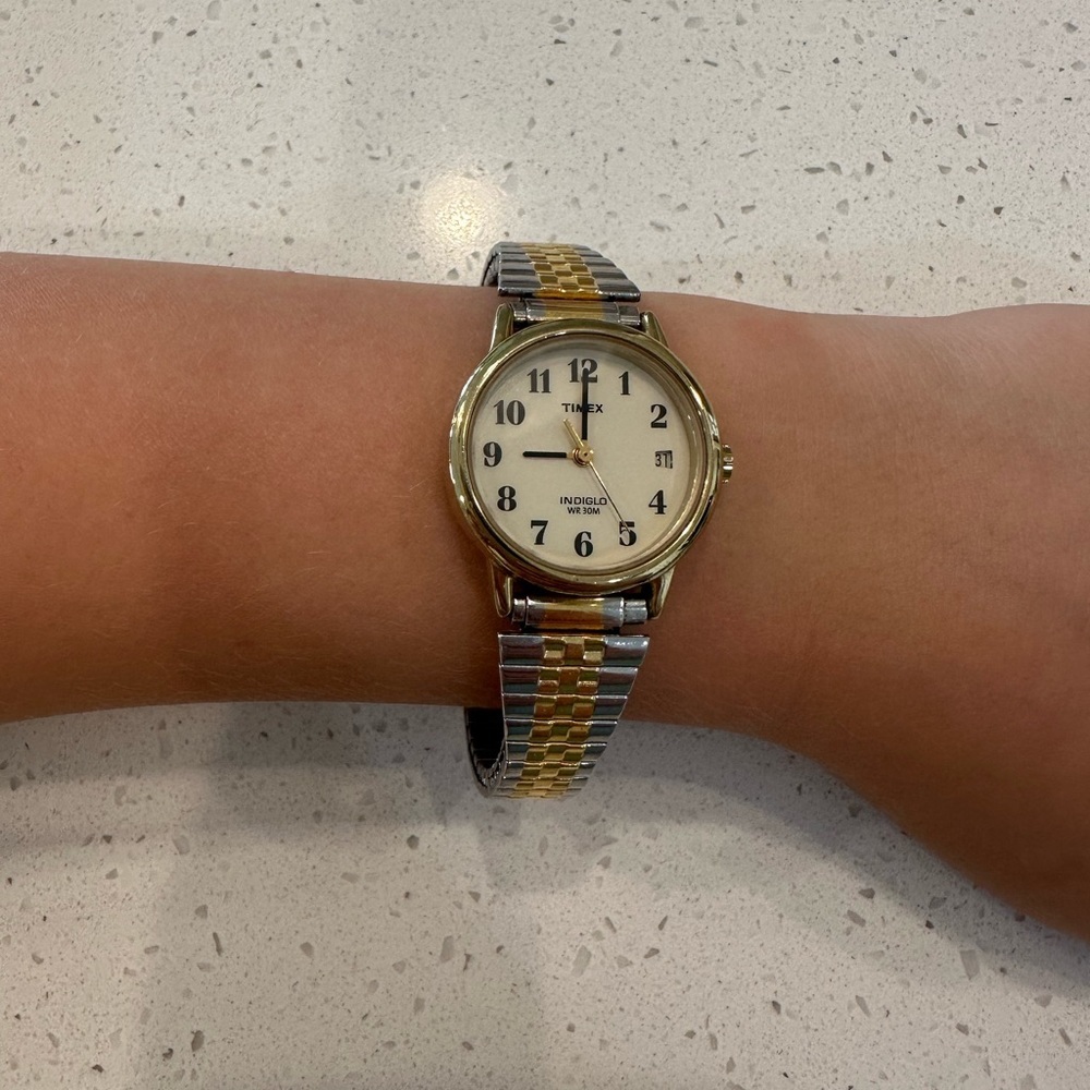 Timex Indiglo Two-Tone Gold and Silver Water Resistant Watch